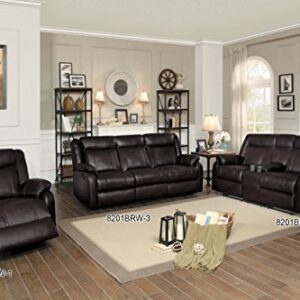 Homelegance Jude 82" Manual Leather Gel Reclining Sofa, Brown