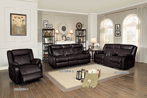 Homelegance Jude 82" Manual Leather Gel Reclining Sofa, Brown