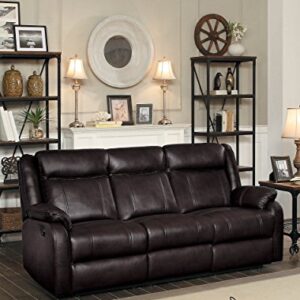 Homelegance Jude 82" Manual Leather Gel Reclining Sofa, Brown