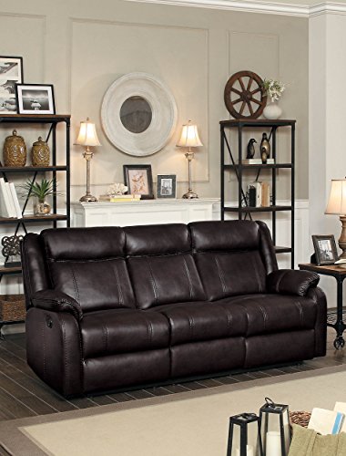 Homelegance Jude 82" Manual Leather Gel Reclining Sofa, Brown