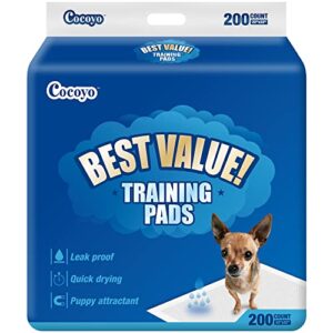 cocoyo best value dog training pads, 22" by 22", 200 count, blue