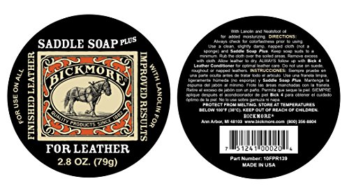 Bickmore Saddle Soap Plus - 2.8oz - Leather Cleaner & Conditioner with Lanolin - Restorer, Moisturizer, and Protector