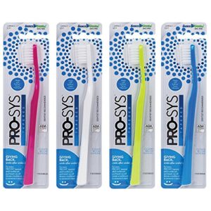 PRO-SYS® Adult Tapered Soft Toothbrush (Colorful 4-Pack) - ADA Accepted, Made with Soft Dupont™ bristles