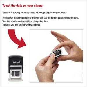 MaxMark Self-Inking Rubber Date Office Stamp with Entered Phrase & Date - RED Ink (Max Dater II), 12-Year Band