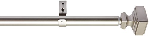 Amazon Basics 1" Wall Curtain Rod with Square Finials, 72" to 144", Nickel