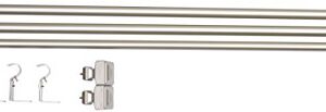 Amazon Basics 1" Wall Curtain Rod with Square Finials, 72" to 144", Nickel