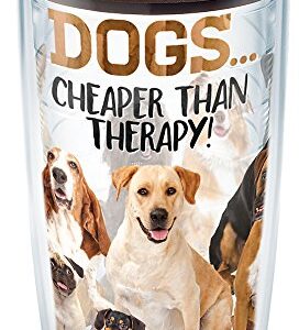 Tervis Plastic Dog Therapy Tumbler with Wrap and Brown Lid 16oz, Clear