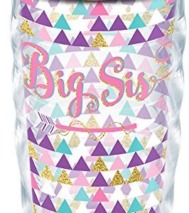 Tervis Plastic Big Sis Tumbler with Wrap and Fuchsia Lid 10oz Wavy, Clear