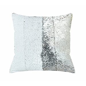 idea nuova reversible sequin decorative pillow, 17x17, silver