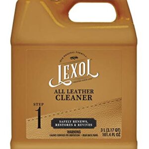 All Leather Cleaner (Step 1) by Lexol, Use on Furniture, Car Interior, Shoes, Handbags, Two-Step System, 3 Liters