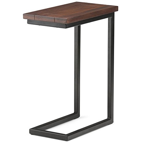 SIMPLIHOME Skyler SOLID MANGO WOOD and Metal 18 Inch Wide Rectangle C Side Table in Dark Cognac Brown, Fully Assembled, For the Living Room and Bedroom