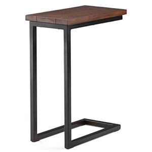 SIMPLIHOME Skyler SOLID MANGO WOOD and Metal 18 Inch Wide Rectangle C Side Table in Dark Cognac Brown, Fully Assembled, For the Living Room and Bedroom