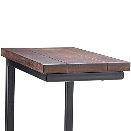 SIMPLIHOME Skyler SOLID MANGO WOOD and Metal 18 Inch Wide Rectangle C Side Table in Dark Cognac Brown, Fully Assembled, For the Living Room and Bedroom