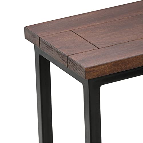 SIMPLIHOME Skyler SOLID MANGO WOOD and Metal 18 Inch Wide Rectangle C Side Table in Dark Cognac Brown, Fully Assembled, For the Living Room and Bedroom