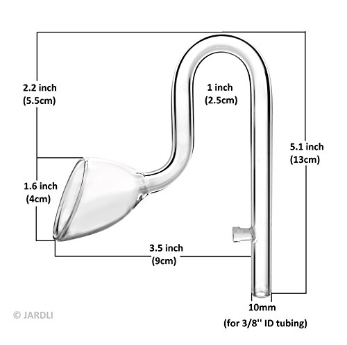 JARDLI Glass Lily Pipe Mini Inflow Outflow Set 10mm for 9/12mm Tubing - Nano Aquarium Planted Tank Aquascaping