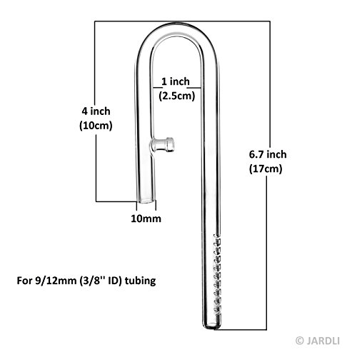 JARDLI Glass Lily Pipe Mini Inflow Outflow Set 10mm for 9/12mm Tubing - Nano Aquarium Planted Tank Aquascaping