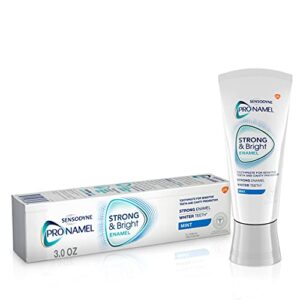 sensodyne pronamel strong and bright enamel toothpaste for sensitive teeth, to reharden and strengthen enamel, mint - 3 ounces