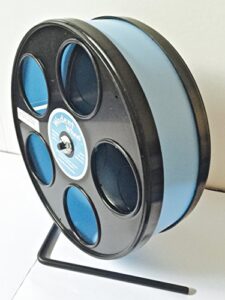 sugar glider/hamster 8" junior wodent exercise wheel in light blue with black panels