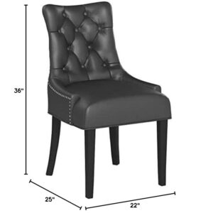 Modway MO- Regent Modern Tufted Faux Leather Upholstered with Nailhead Trim, Dining Chair, Black