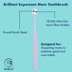 Brilliant Expectant Mom Toothbrush- Extra Soft Toothbrush, 360 Round Head Tooth Brush for Sensitive Teeth and Sensitive Bleeding Gums for Pregnant Moms, Pregnancy Must Haves, White-Lilac-Aqua, 3 Count