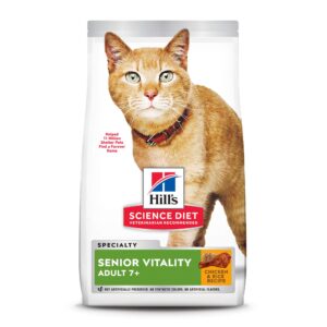 hill's science diet adult 7+ senior vitality dry cat food, 6 lb. bag
