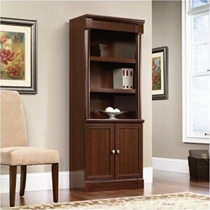 bowery hill library bookcase with doors in select cherry