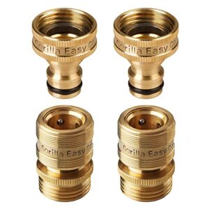 gorilla easy connect garden hose quick connect fittings. ¾ inch ght solid brass. (2)