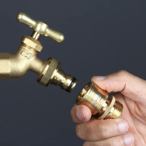 GORILLA EASY CONNECT Garden Hose Quick Connect Fittings. ¾ Inch GHT Solid Brass. (2)