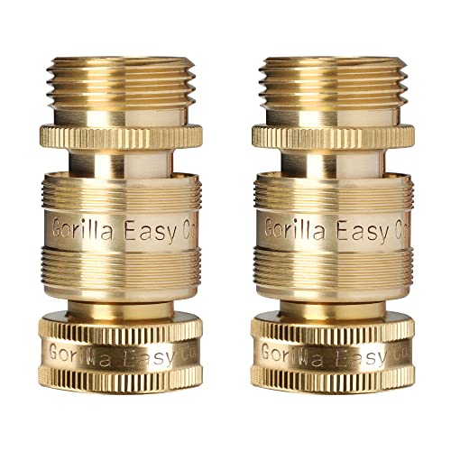 GORILLA EASY CONNECT Garden Hose Quick Connect Fittings. ¾ Inch GHT Solid Brass. (2)