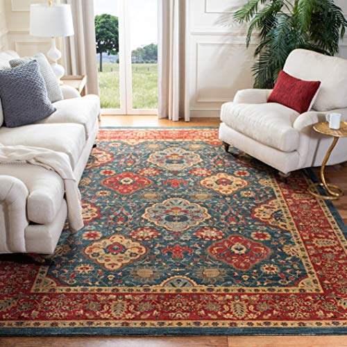 SAFAVIEH Mahal Collection Area Rug - 10' x 14', Navy & Red, Traditional Oriental Design, Non-Shedding & Easy Care, Ideal for High Traffic Areas in Living Room, Bedroom (MAH655C)