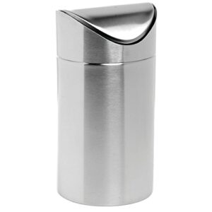 hubert® countertop trash can with swing top stainless steel - 4 5/8"dia x 9 1/8"h