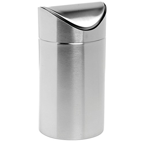 HUBERT® Countertop Trash Can with Swing Top Stainless Steel - 4 5/8"Dia x 9 1/8"H