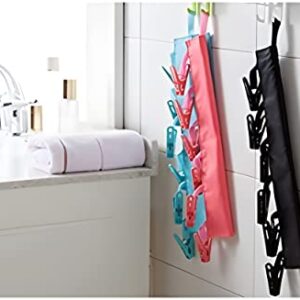 TamBee Bathroom Racks Cloth Hanger Clothespin Travel Portable Folding Cloth Socks Drying Hanger with 6 Clips Pack of 3 (Red, Black, Rose red)