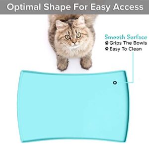 CatGuru Cat Food Mat, Small & Large Pet Food Mat, Waterproof Cat Mat for Food and Water, Silicone Pet Mat for Food, Non-Slip Pet Mats, Easy to Clean Cat Food Tray, Pet Bowl Mat (Small, Aruba)