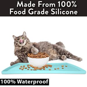 CatGuru Cat Food Mat, Small & Large Pet Food Mat, Waterproof Cat Mat for Food and Water, Silicone Pet Mat for Food, Non-Slip Pet Mats, Easy to Clean Cat Food Tray, Pet Bowl Mat (Small, Aruba)