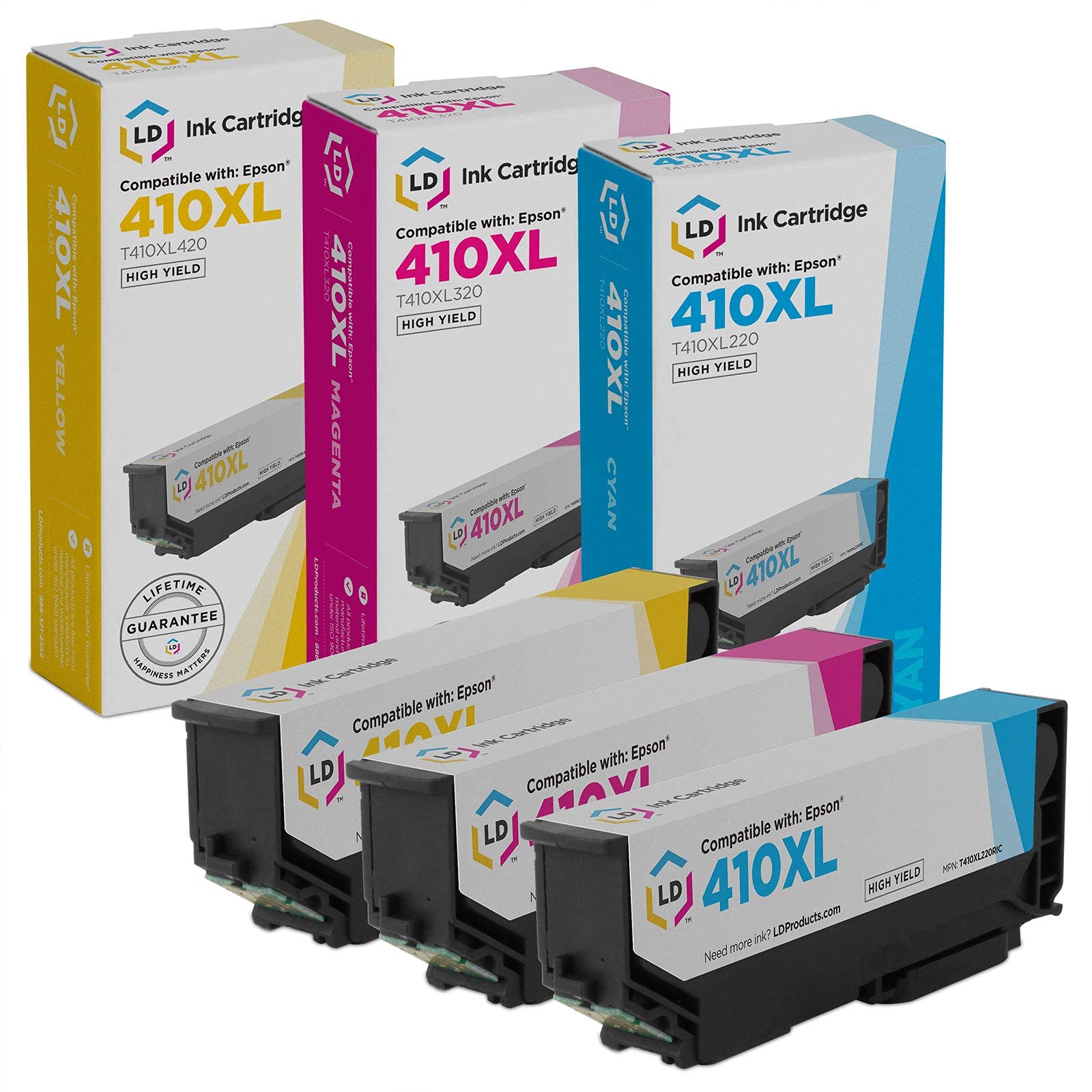 LD Products Remanufactured Ink Cartridge Replacement for Epson 410 410XL High Yield (Cyan, Magenta, Yellow, 3-Pack) for use in Expression XP-530, XP-630, XP-635, XP-640, XP-830