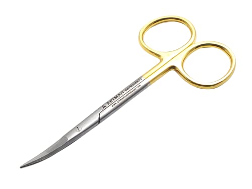 Scissors 4.5 inch curved Gold Plated handle Dental Surgical Gum Scissors BY Wise Linkers