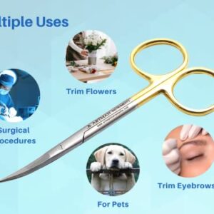 Scissors 4.5 inch curved Gold Plated handle Dental Surgical Gum Scissors BY Wise Linkers