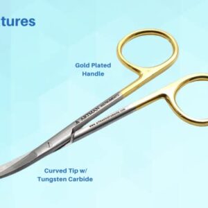 Scissors 4.5 inch curved Gold Plated handle Dental Surgical Gum Scissors BY Wise Linkers