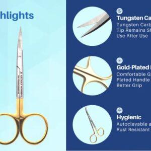 Scissors 4.5 inch curved Gold Plated handle Dental Surgical Gum Scissors BY Wise Linkers