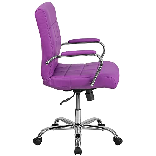 Flash Furniture Vivian Mid-Back Purple Vinyl Executive Swivel Office Chair with Chrome Base and Arms