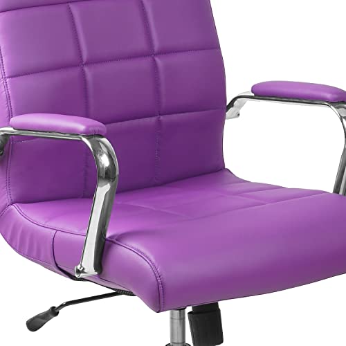 Flash Furniture Vivian Mid-Back Purple Vinyl Executive Swivel Office Chair with Chrome Base and Arms