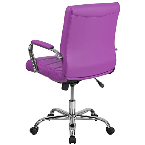 Flash Furniture Vivian Mid-Back Purple Vinyl Executive Swivel Office Chair with Chrome Base and Arms