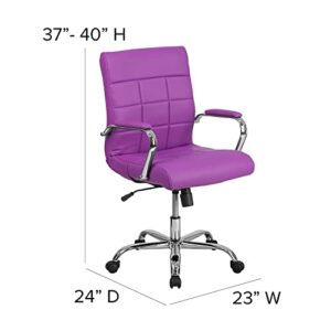 Flash Furniture Vivian Mid-Back Purple Vinyl Executive Swivel Office Chair with Chrome Base and Arms