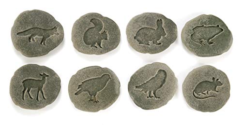 Yellow Door Let’s Investigate Woodland Footprints Double Sided Stones with Animal Tracks and Animal Picture, Create Fun Animal Games with Fossil Set, Stone, Set of 8, Toddler Toys for 3 Years & Up