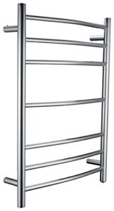 anzzi gown 7-bar wall mounted towel warmer in polished chrome | energy efficient 70w electric plug in heated towel rack for bathroom | stainless steel towel heater rail quick towel dryer | tw-az027ch