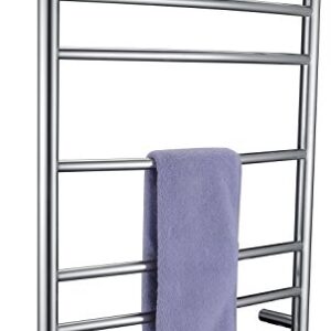 ANZZI Gown 7-Bar Wall Mounted Towel Warmer in Polished Chrome | Energy Efficient 70W Electric Plug in Heated Towel Rack for Bathroom | Stainless Steel Towel Heater Rail Quick Towel Dryer | TW-AZ027CH