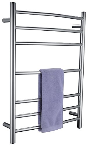 ANZZI Gown 7-Bar Wall Mounted Towel Warmer in Polished Chrome | Energy Efficient 70W Electric Plug in Heated Towel Rack for Bathroom | Stainless Steel Towel Heater Rail Quick Towel Dryer | TW-AZ027CH