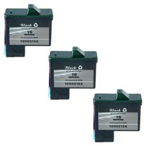superink 3 black remanufactured ink cartridge replacement for lexmark 16 #16 10n0016 z645 1200i m700 x1270 x1180 x1185 high-yield