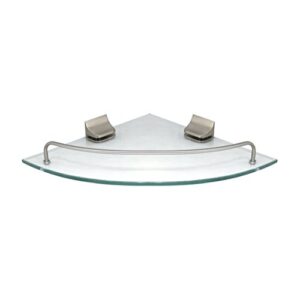 modona corner glass shelf with rail – satin nickel – 5 year warrantee